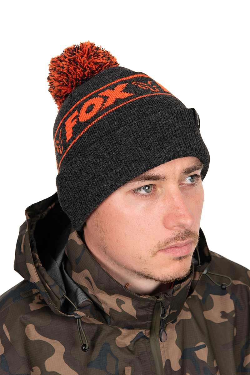 Collection Bobble Hat Black Orange