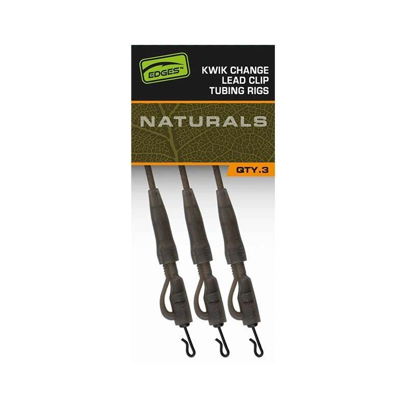 Fox Edges Naturals Kwik Change Lead Clip Tubing Rigs – 3pz