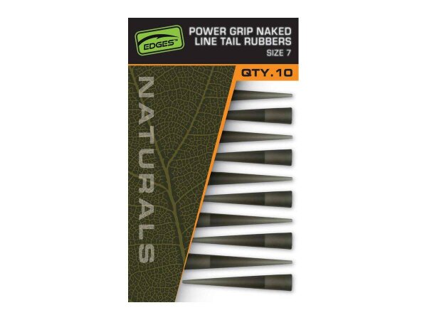 Fox Edges Naturals Power Grip Naked Line Tail Rubbers Size 7 – 10 pezzi