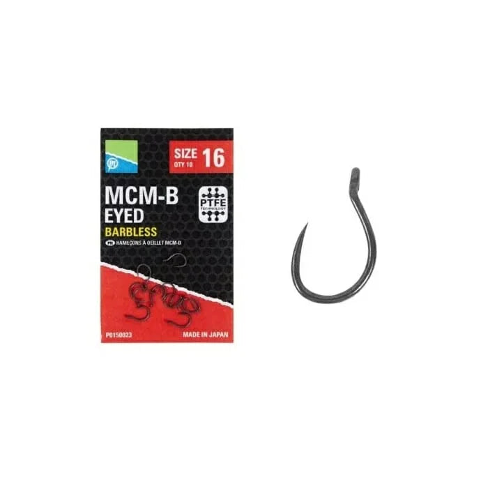 Preston MCM-B Eyed Barbless – confezione e profilo amo